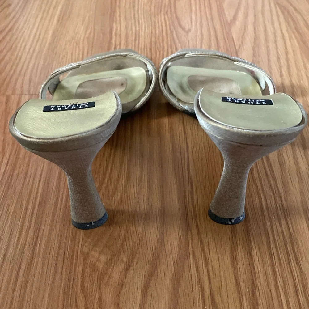 ❤️ Stuart Weitzman Gold and Silver Rhinestone Designer Shoes Size 8 1/2